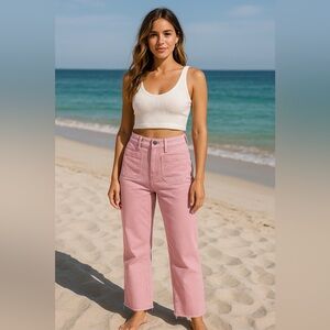 Zara High Rise Pink Denim Jeans
